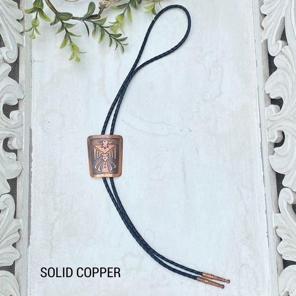 Vintage Bell Trading Post Thunderbird Copper Native American Bolo Tie - Picture 9 of 13
